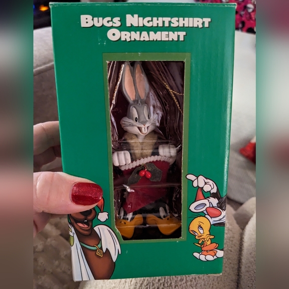 Bugs Bunny Ornament RARE 1998 Wearing Nighahirt Warner Bros Vintage Looney Tunes - Picture 1 of 8